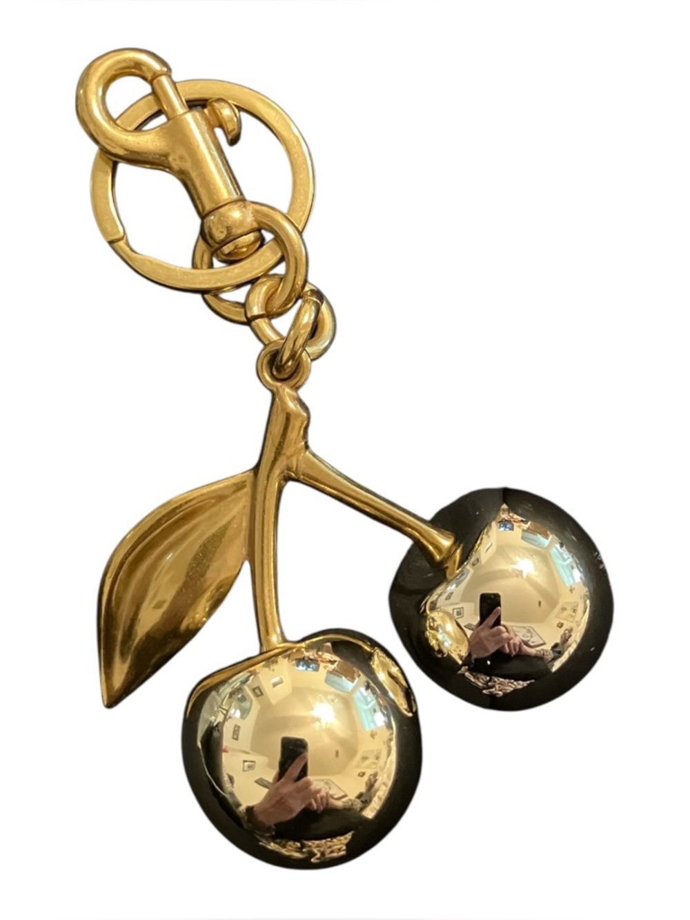 Gold Cherry Keychain Bag Charm